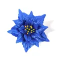 Macro view of a glittering blue poinsettia flower for Christmas tree decorations - 13cm / Blue