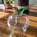 Elegant apple-shaped transparent plastic candy box with green leaf for wedding gifts - Small (Width 6cm * Height 5cm) / Transparent Style A