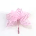 Pink artificial fabric leaves with wire stems for DIY wedding and craft decorations - 200 Pieces / Pink