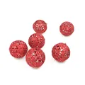 Set of six 6cm red glitter hollowed-out plastic Christmas ornaments for tree decoration - Box of 6 / Red