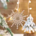 Kreatives transparentes Schneeflocken-Hängeornament aus Acrylkristall für den Baum - Sonnen-Schneeflocke / 12cm (3er Pack)