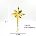 Golden 8-pointed star Christmas tree topper ornament with specific 26cm height dimension - Style B (Octagonal Star)
