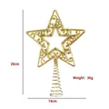 Gold hollow Christmas tree topper star decoration, dimension 20x14cm, plated plastic - Style F (Pentagram)