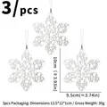 3er-Set transparente Acryl-Schneeflocken für den Weihnachtsbaum mit Maßangaben - Blasen Schneeflocke / 10cm (3er-Pack)