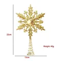 Elegant golden snowflake Christmas tree topper variant, 22x15cm dimensions, 40g weight. - Style J (Octagonal Snowflake)