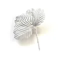 Pack of shimmering silver artificial leaves with flexible wire stems for DIY wedding decor - 200 Pieces / Silver