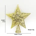 Golden electroplated plastic Christmas tree topper star ornament with size markings - Style K (Pentagram)