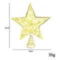 Gold hollow-carved Christmas star tree topper, 22x18cm, 35g lightweight holiday decor - Style L (Pentagram)