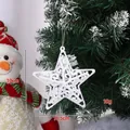 Weißer glitzernder hohler Stern-Weihnachtsbaumanhänger, 10,5 cm breit - Buntes Weiß