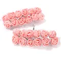 Perzik 2,5 cm PE schuim rozen met wit kant gaas voor DIY bloemenkrans decoratie - Snoeproze 144 Stuks/Pak