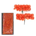 Set aus leuchtend orangefarbenen handgefertigten Papierrosen für DIY Hochzeitsdeko - 144 Stück/Packung / Orange