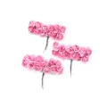 Drei Bündel rosa Mini-Papierrosen für DIY-Hochzeiten und Geschenkkartondekorationen - 144 Stück/Packung / Dunkelrosa