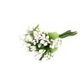 High-quality white artificial flower stamens with green leaves for DIY craft decor. - 100 Flowers/Pack / White