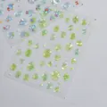 Detailed view of 3D holographic jelly shell nail stickers with floral patterns - Ice Clear Green - Water Flower (TO 5769)