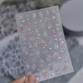 Detailed view of 3D jelly rose and butterfly nail art stickers with shell luster. - Ice Clear Pink - Rose And Butterfly (TO 5781)