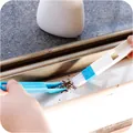 Multi-purpose window groove cleaning brush set with dustpan for keyboard and corner dust. - Blue