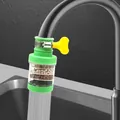 Kitchen faucet water filter detail shot, anti-splash aerator with multi-layer filtration. - Standard Box / Green