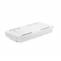 White under-desk drawer organizer, self-adhesive plastic storage box for office items. - Small White