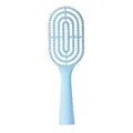 Curved vent hair brush in light blue, ergonomic massage skeleton design for smooth daily styling. - L / Blue