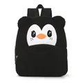 Süßer Kord-Cartoon-Rucksack für Schüler, lässiger schwarzer Tagesrucksack mit Tiergesicht. - Kleiner Pinguin Stil 1