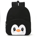 Cute black corduroy backpack with lovely penguin cartoon embroidery, perfect for students. - Little Penguin Style 2