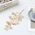 Golden metal heart-shaped leaf branch artificial flower for home decor and holiday arrangement. - Single Heart Leaf / Gold