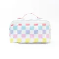 Bunte karo Kosmetiktasche mit Tragegriff, große wasserdichte Make-up Tasche für Reisen. - Regenbogen