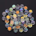Faceted flat octagonal crystal glass beads AB color DIY jewelry making accessories - Octagon Flat Round / 30 Pieces/Pack (8x4mm) / New AB
