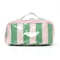 Rosa grüne gestreifte Kosmetiktasche, tragbare Make-up-Aufbewahrungstasche mit großem Volumen. - Grün und Rosa