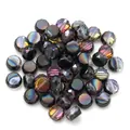 Faceted crystal glass beads, flat round spacer beads for DIY jewelry, bracelet necklace making. - Octagon Flat Round / 30 Pieces/Pack (8x4mm) / Rose Red Half Black
