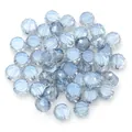 Close-up detail of light blue faceted crystal glass beads, perfect for DIY jewelry making. - Octagon Flat Round / 30 Pieces/Pack (8x4mm) / Light Blue Grey