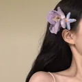 Elegant purple orchid flower and colorful starfish hair clip set for seaside vacation - 16# Purple Flower Starfish Hair Clip / Purple Orchid Starfish (GP600876)