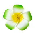 Fleur de frangipanier en mousse blanc et vert pour accessoires cheveux hawaïens. - Avec pince / 7cm / Vert