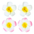 Artificial foam plumeria flowers set featuring white-yellow and pink-yellow Hawaiian designs - Multicolor