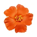 Realistic vibrant orange artificial hibiscus flower hair clip for Hawaii beach parties - With Clip / Orange
