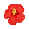Vibrant red artificial hibiscus flower hair clip perfect for Hawaiian beach parties - With Clip / Red