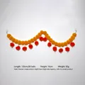 Vibrant orange marigold artificial garland for Day of the Dead decoration, 135cm length - 26 Flower Balls String / 1.35m Length / Orange With Red