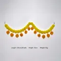 Vibrant orange and yellow marigold artificial flower garland for home festival decor - 26 Flower Balls String / 1.35m Length / Yellow With Orange