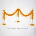 Lebendige orangefarbene künstliche Studentenblumen-Girlande für Dia de los Muertos - 30 Blumenkugeln Schnur (Mit 3 Anhängern) / 1,5m Länge / Helles Orange