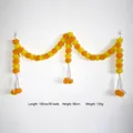 150cm künstliche Studentenblume Girlande in Orange und Gelb für Tag der Toten Dekoration - 30 Blumenkugeln Schnur (Mit 3 Anhängern) / 1,5m Länge / Gelb und Orange
