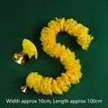 Guirlande de soucis jaunes avec cloches pour Diwali et décorations de festival - Jaune avec Cloches