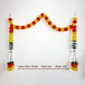 Künstliche Marigold-Girlande für Tag der Toten Dekoration in Orange und Gelb, 150cm - 30 Blumenkugeln Schnur (Mit 2 Anhängern) / 1,5m Länge / Gelb & Orange Gemischt