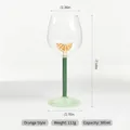 Creative orange slice design handmade wine glass with green stem 300ml capacity for home - Yellow Lemon / 300ml