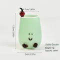 Kreativer jadegrüner Stifthalter aus Glas mit lachendem Gesicht und Kirschdeko, 130ml - Grün