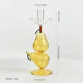 Elegant yellow pear-shaped glass candle holder showing dimensions and weight 186g - Large (zt2093)