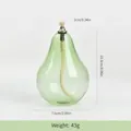 Elegant pear-shaped green glass oil lamp candle holder for home decor, 43g weight - Metal Wick Style (zt2095) / Green