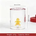 Christmas themed glass water cup with 3D gingerbread man figure inside, 390ml capacity - 390ml / Boy Gingerbread Man Style