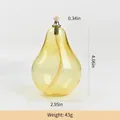 Yellow pear-shaped glass oil lamp candle holder with cotton wick and dimensions. - Metal Glass Wick Style (zt2095) / Yellow