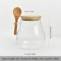 480ml glass food storage jar with bamboo lid and wooden spoon, 10.5cm total height - Tea Storage Jar / 480ml (With Wooden Spoon)