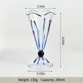 Elegante copa de cristal a rayas azules con borde ondulado, 240 ml y base estable. - 240ml (Height 17cm) / Blue (bz2166)
